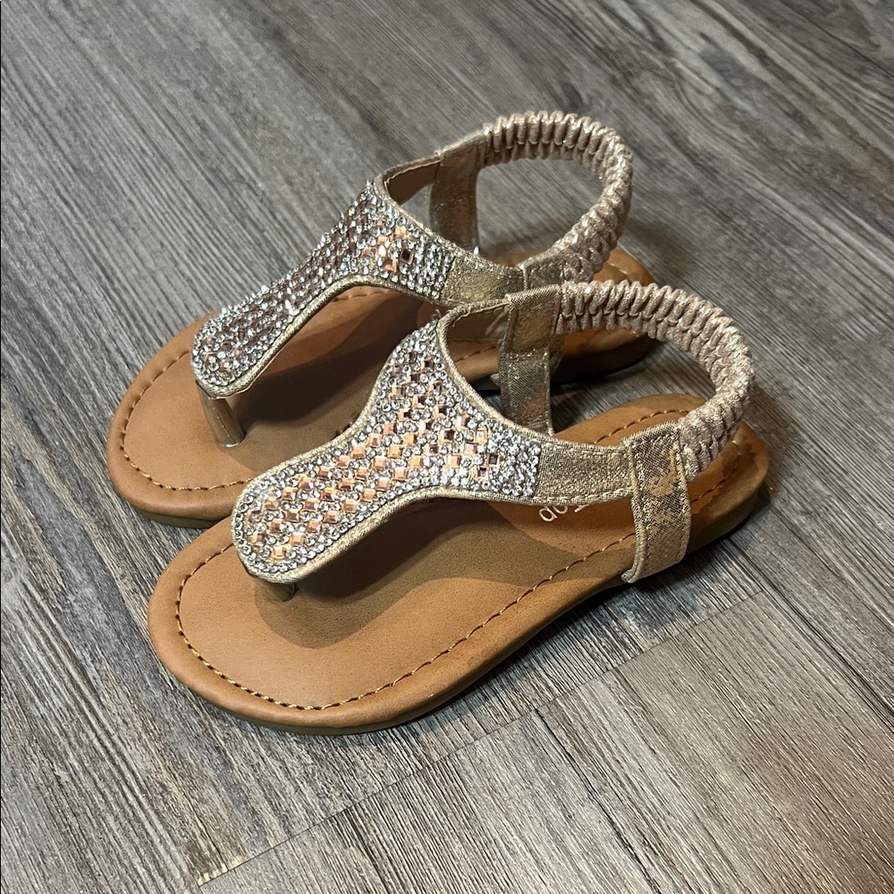 Sparkling Kids Sandals - Silver and Tan
